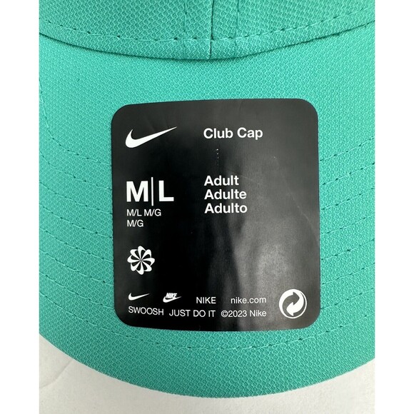 Nike‎ Hat Unisex Adjustable Dri FIT Club Cap Structured Swoosh Jade Green White - Picture 8 of 11
